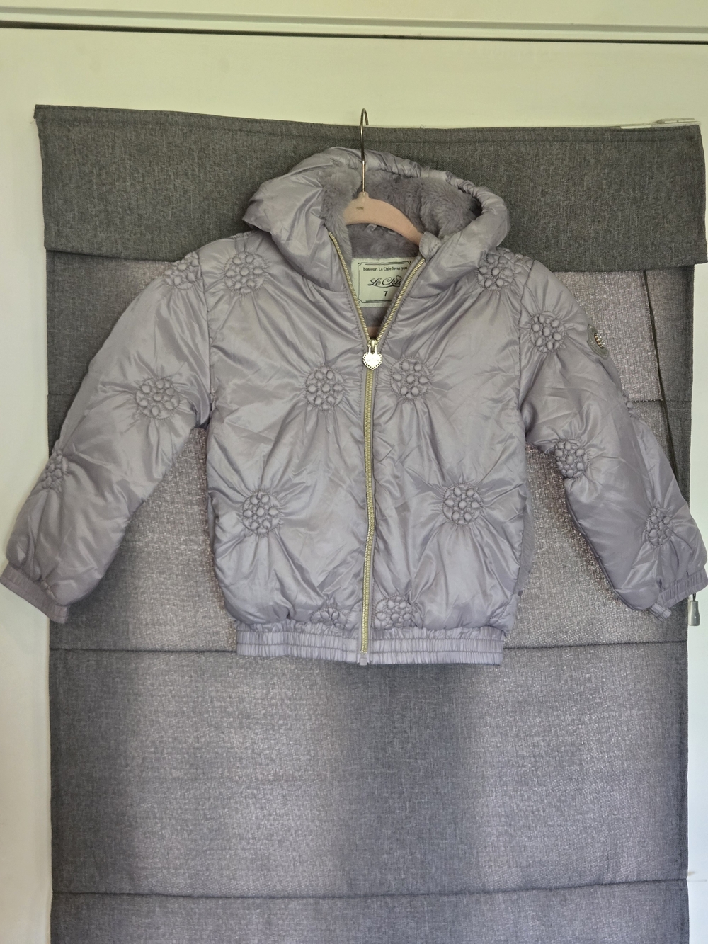 Le Chic Lilac Hooded Fur Lined Girls Size 7 Winter Jacket Coat Boutique